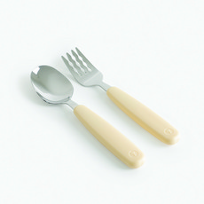 탁가온 네모 유아 스푼포크 세트, 옐로우, 스푼 + 포크 + 케이스, 1세트