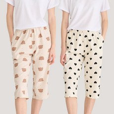 테라우드 여성용 냉감 요루면 일자 7부 파자마 바지 2종 세트