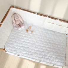 아이레빗 유아용 인견 곰누빔 도톰 양면 침대 패드 리안드림콧 호환, 크림 아이보리 + 아이보리, 1개