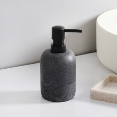 THE ZAKKA 石紋樹脂浴室按壓瓶 FREE(7.8 x 15.7 cm), 黑色, 1個