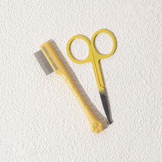 PASTEL PET 寵物眼屎護理梳子剪刀 FREE 套組, 1套, 黃色