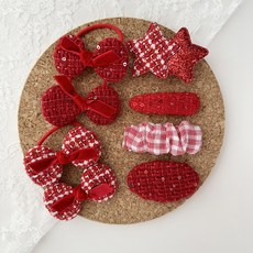 BEASOL 女童用 Redholic 髮夾 4入 + 髮圈 4入 組