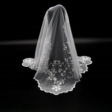 Veronica花卉刺繡彌撒頭巾, 單一顏色, 1個