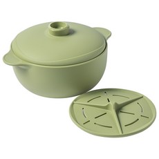 Kitchen Factory 韓國製鉑金矽膠多功能蒸籠 1.3L 附蒸架, 鼠尾草綠, 1個