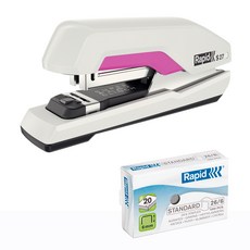 Rapid 全平面釘書機 S27 + 標準釘書針 26/6 套組, White + Pink, 1套
