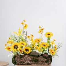 flowertree 人造向日葵含羞草大型中心擺飾 80cm, 黃色, 1個