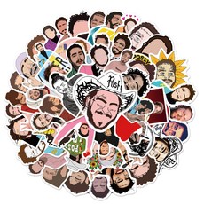 어리마켓 노트북 꾸미기 해외유명스타 감성 팬시 스티커 50종 세트, 1세트, 포스트 말론