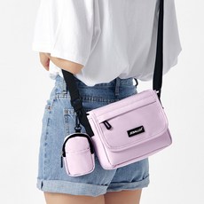 ADDEDIT 旅行用迷你斜背郵差包, 淺紫色