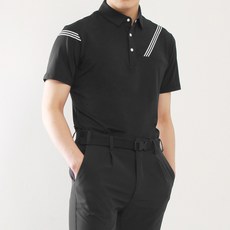 마인플로우 남성용 BL 소매 삼선 골프 반팔 티셔츠