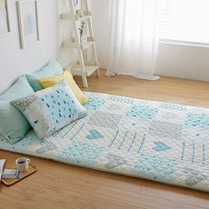 SHEZ HOME 棉質床墊套 甜蜜愛心款, 薄荷綠