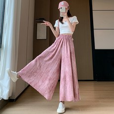 마켓에이 여성용 나염 릴렉싱 밴딩 와이드 아이스 팬츠
