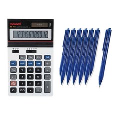 모나미 계산기 MC-112 + 볼펜 FX153 1.0mm 12p, 블루, 1개