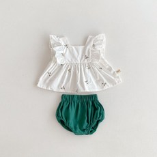 Stardoor 女童荷葉邊花朵無袖上下裝套組