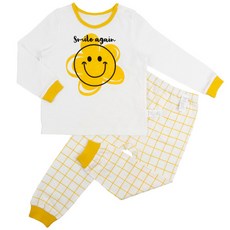 Maykids 童款花朵笑臉印花9分袖上衣+格紋9分褲組