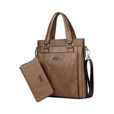 男款肩背包商務包 LMH411+手拿包, 焦糖