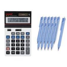모나미 계산기 MC-112 + 볼펜 FX153 0.5mm 12p, 블루, 1세트