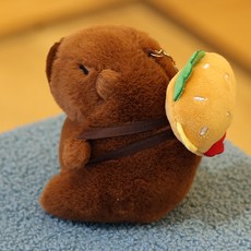 다다랜드 뚠빵한 카피바라 동물 인형 키링, 12cm, 햄버거카피바라, 1개