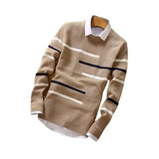 男款AOULS AULS簡約配色線條運動寬鬆圓領針織衫 M950