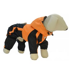 알럽펫 寵物狗連帽線條四腳雨衣, 橘色