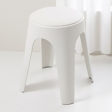 로티홈시스 르엘 이음 가죽 플라스틱 등받이 없는 보조 화장대 스툴 의자 원형, 1개, 크림