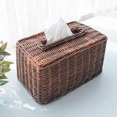 Rattan Shop 藤編方形衛生紙盒 N014H, 1個, 棕色