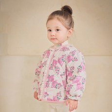 mollimelli 女童蝴蝶結花朵菱格絎縫外套