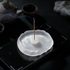 玻璃霧面自然圓形香插 + 底座 MW0148, 白色