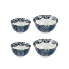 O'chairs 窗簾圖案陶瓷碗 2人份組合, 混色, 飯碗 2入+大碗 2入