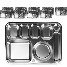 Sesin 不鏽鋼5菜餐盤 10入組, 銀, 10個