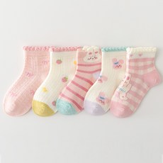 꼼제 여아용 SH토끼22 망사 양말 5켤레 세트