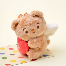하트윙 곰돌이 키링, 브라운, 1개, 16cm