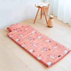 SIMBALION 雄獅 奶油獅 森林野餐系列 可黏式收納安親午睡記憶睡墊/含枕幼幼床 台灣製, 橘紅色, 1個