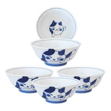 Mike小貓圖案陶瓷麵碗, 麥克風, 4個