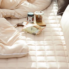 柔軟蓬鬆水洗固定帶式床墊, 米色