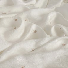 my little daisy 幼兒星星月亮刺繡夏季三層人造絲涼被, 白色