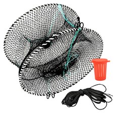 青春漁樂 漁夫用蟹籠 漁民海用蟹籠 + 魚餌盒 + 繩子套組, 隨機出貨(繩子)