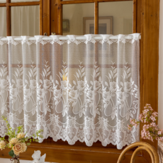 Wellot 蕾絲花朵浪漫迷你廚房短簾, B款