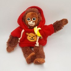 버블리데이 귀여운 원숭이 인형 키링 가방장식, 20cm, 레드 + 바나나핀, 1개