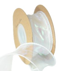 INP 歐根紗緞帶 40mm 15 歐若拉白, 15極光白, 1個, 9m