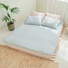 Simplex 可可格紋泡泡紗加厚固定鬆緊帶床墊, 奶油天空