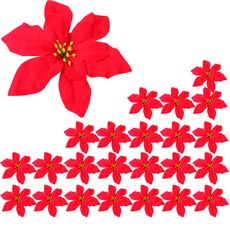 PARTYHAE 聖誕紅花裝飾 12cm, 紅色, 24個