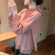 POPLARNC 女性Micen反摺雪紡襯衫