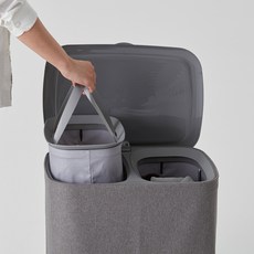 HANSSEM 隔層布藝洗衣籃, 灰色