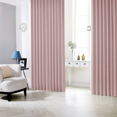 SIWOO DECO 夏洛特穿環式遮光窗簾 2入 + 窗簾綁帶 2入組, 莫蘭迪粉色