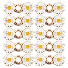 Khohimo 褲子腰圍調節夾扣 鈕扣 4W543 4.7 x 1.9 cm, 金色 + 白色, 10個