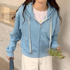 앤드스타일 여성용 심플리 캐주얼 포켓 후드 집업 261251