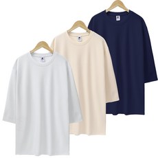 엠씨티 문컬렉션 엠보 7부 오버핏 반팔 티셔츠 3p