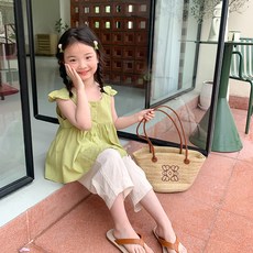 女童款茉莉花荷葉邊雪紡衫 CCW31GBL326