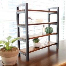 鐵製實木迷你4層架, 黑色