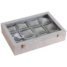 蓋型天鵝絨手鍊手錶收納盒, 灰色的, 1個